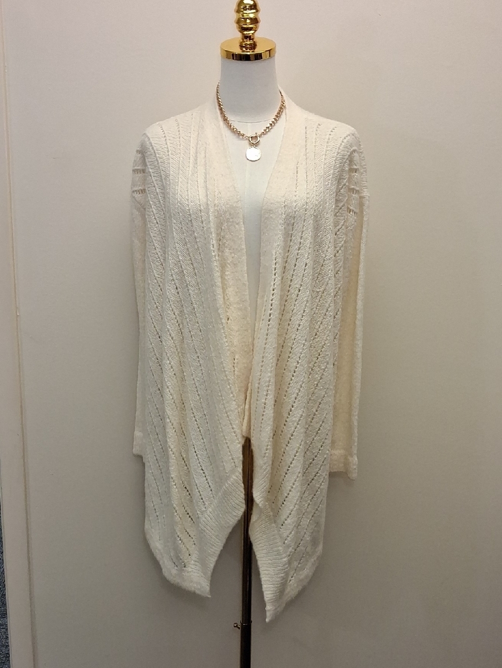 Lou & Grey Ivory Open Knit Cardigan Sweater Size Extra Smsll